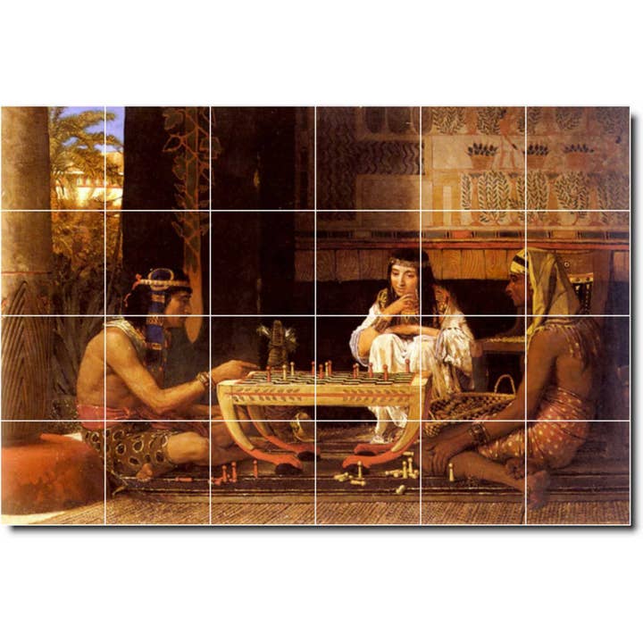 Painel de Azulejos Cerâmicos Históricos - Jogadores de Xadrez Egípcios por atacado de Picture-Tiles.com