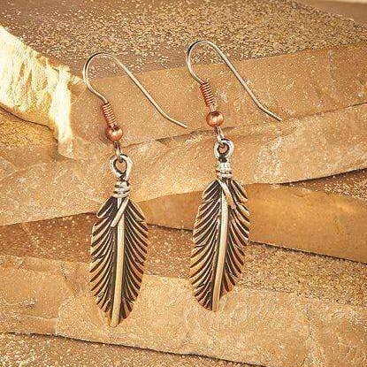 ER.VIC.4051 - Copper Feather Earrings for wholesale by HPSilver, LLC