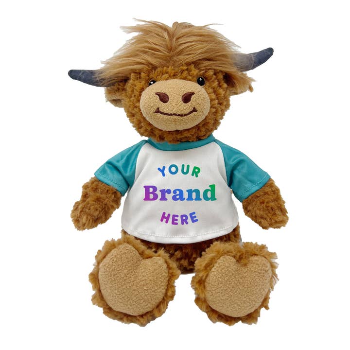 9" Customizable Plush Highland Cow for wholesale by Plushology® by RGU