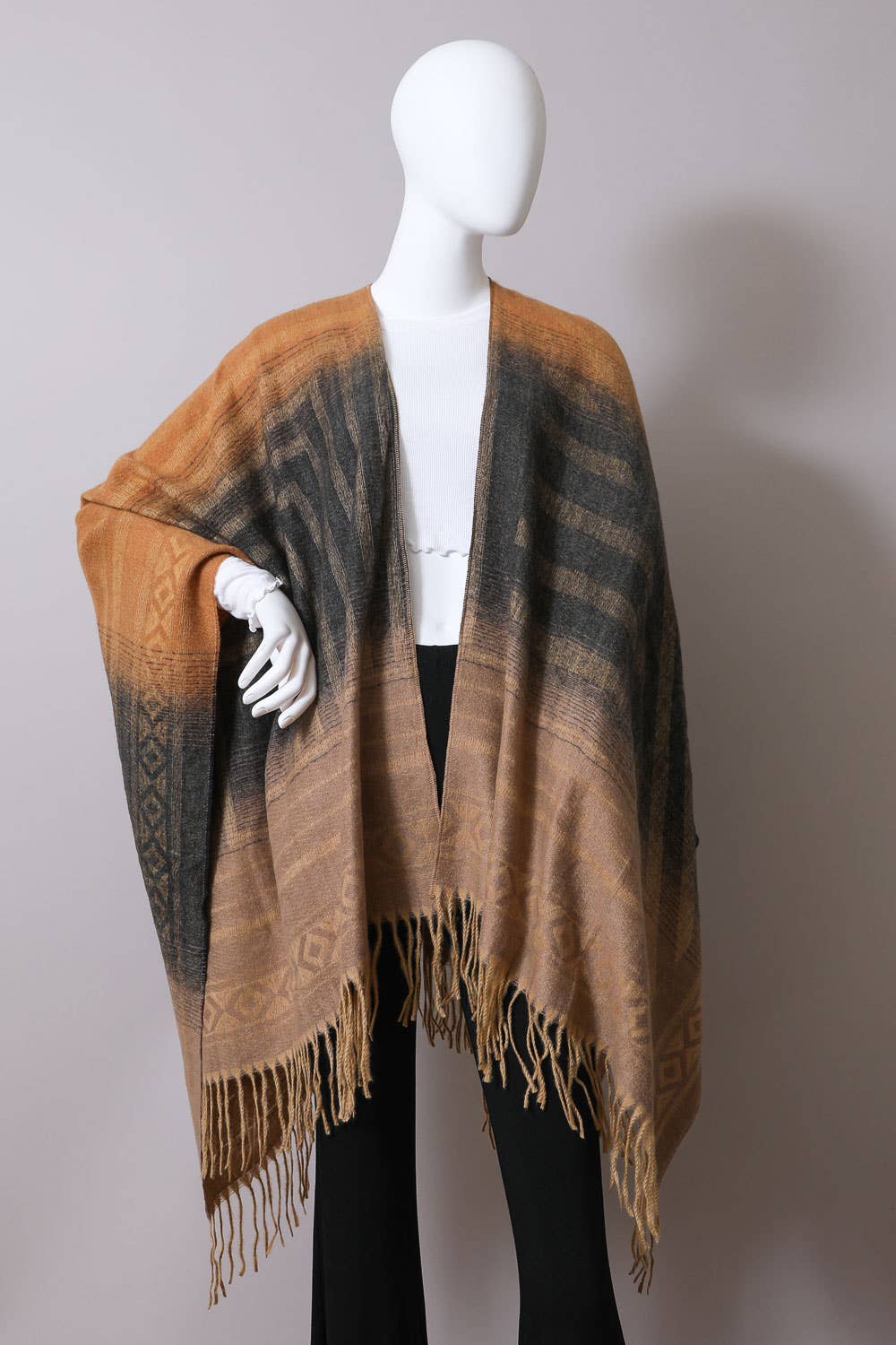 Leto Accessories - Wholesale Poncho - Women's - Bohemian Serape Ruana 🍂 | Cozy Fall Winter Cover Up4