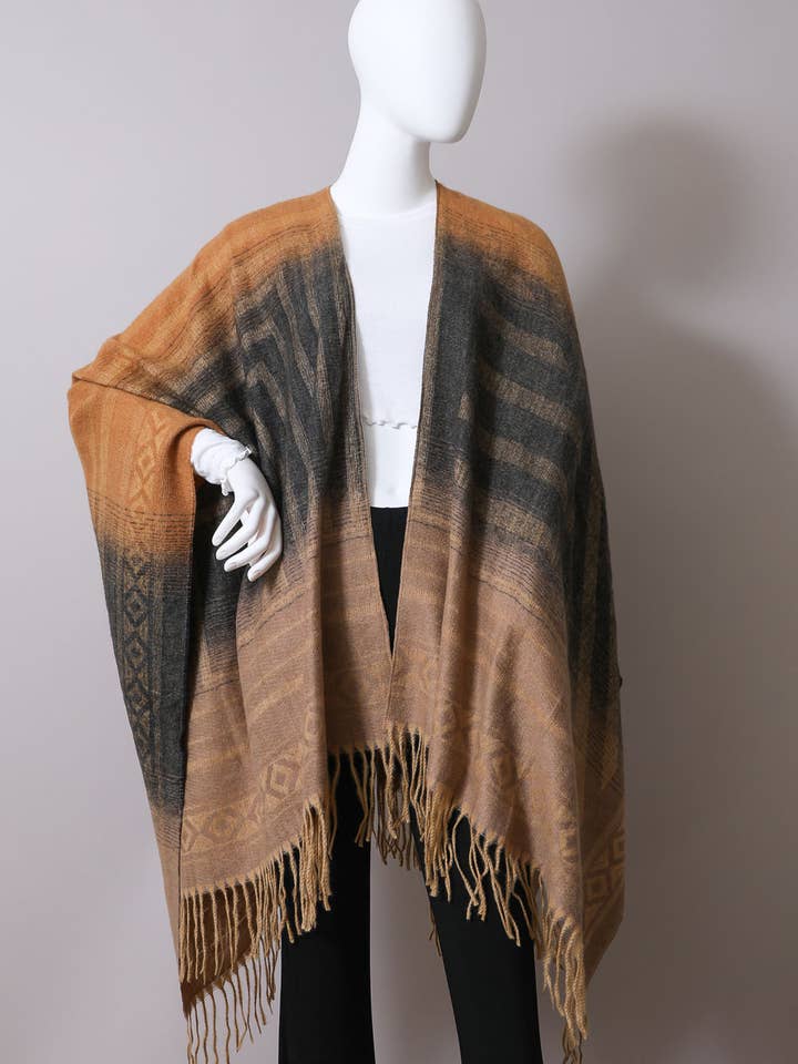 Leto Accessories - Wholesale Poncho - Women's - Bohemian Serape Ruana 🍂 | Cozy Fall Winter Cover Up4
