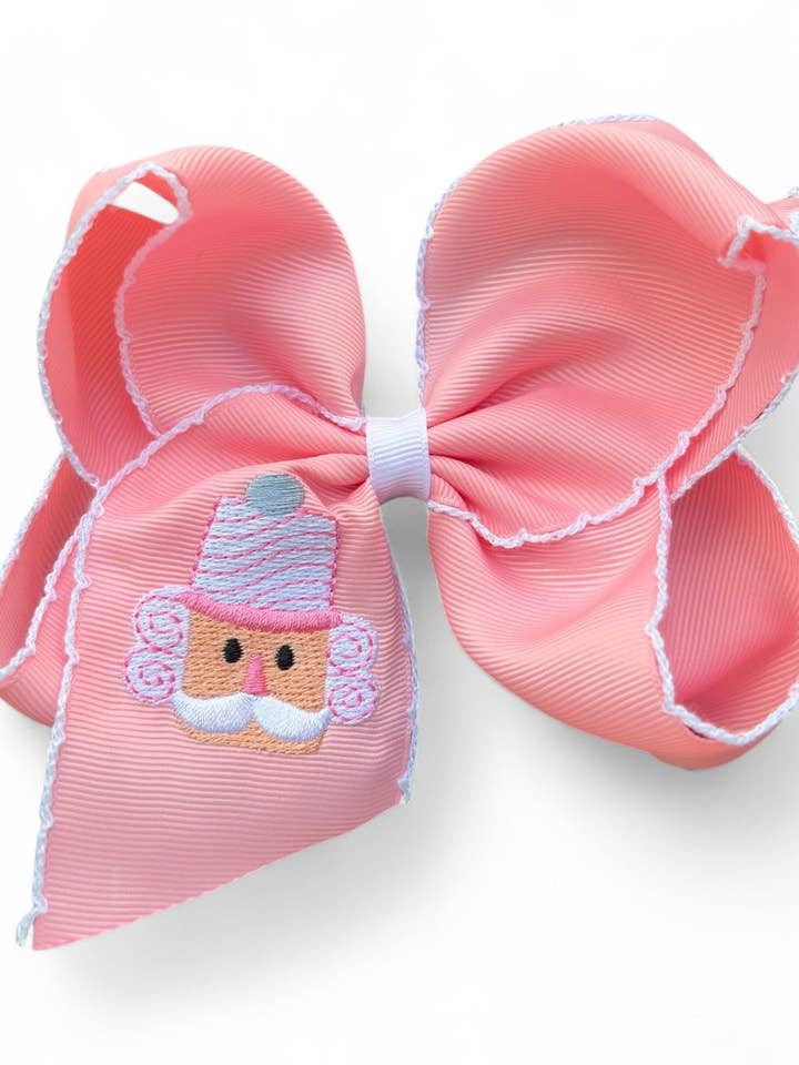 5" Christmas Nutcracker embroidered hair bows with moon stitch trim.  4pcs BW-DSG-B281 for wholesale by Kids Charm Online