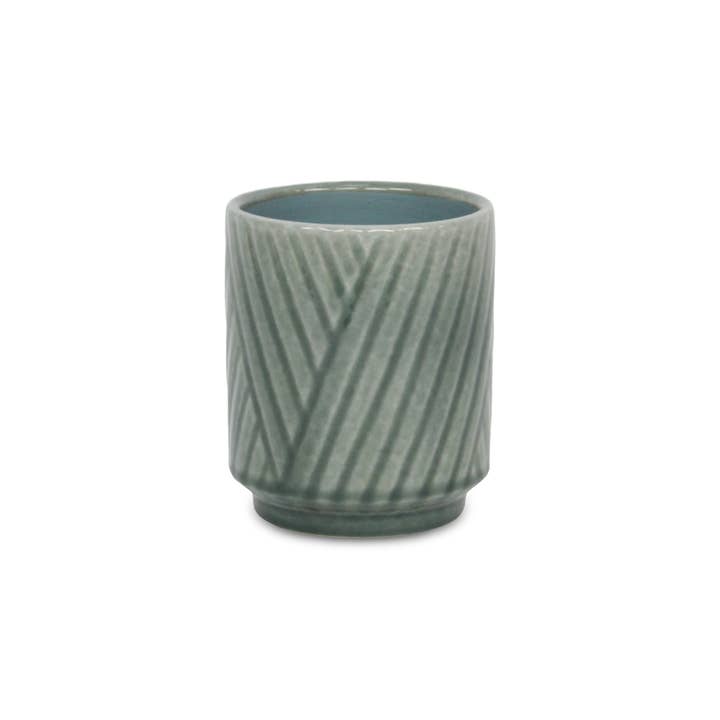 Cheungs Home Decor - Wholesale Plant Pot - Parlora Crossed Diagonal Pattern Ceramic Pot - Green9