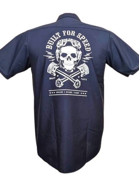 Chemise de travail Built For Speed en bleu marine pour la vente par Steady Clothing