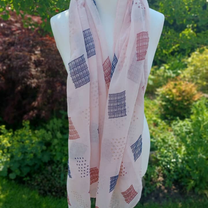 Tørklæder/ Tørklæde af viskose og bomuld, lyserød blå for engroshandel hos perleperle