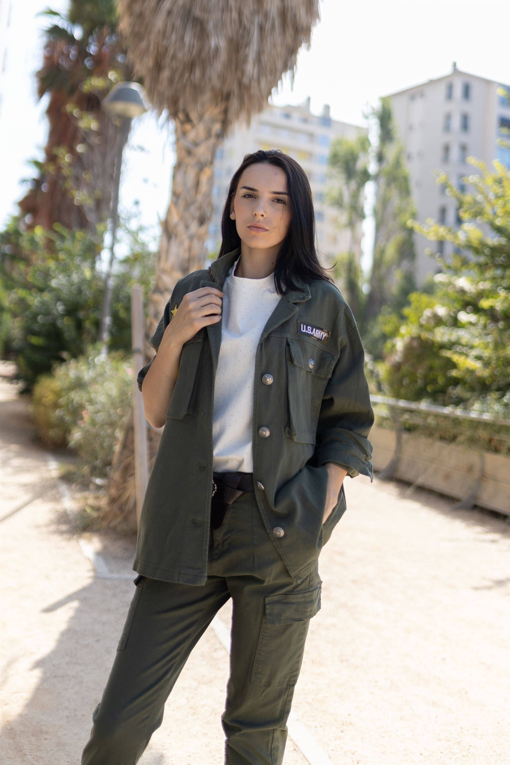 Khaki CVA521727 military jacket for wholesale on Faire1