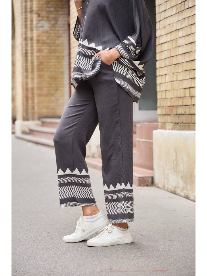 grijs Los vallend blouse- en broekset voor groothandel op Faire2