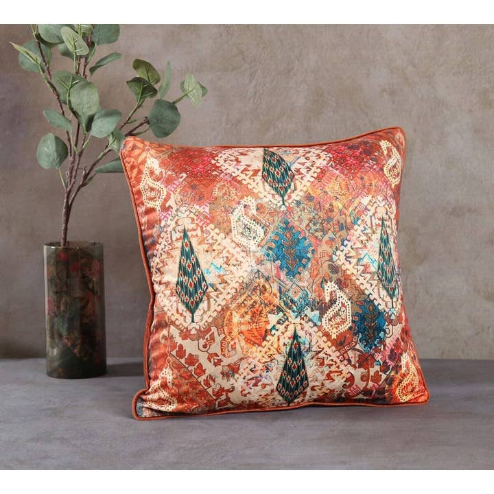 Rustic Charm 20 x 20 Velvet Cushion Cover for wholesale by India Circus