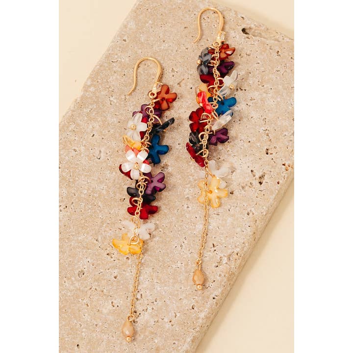 Anarchy Street - Wholesale Dangle Earrings - Acrylic Flower Charms Chain Dangle Earrings