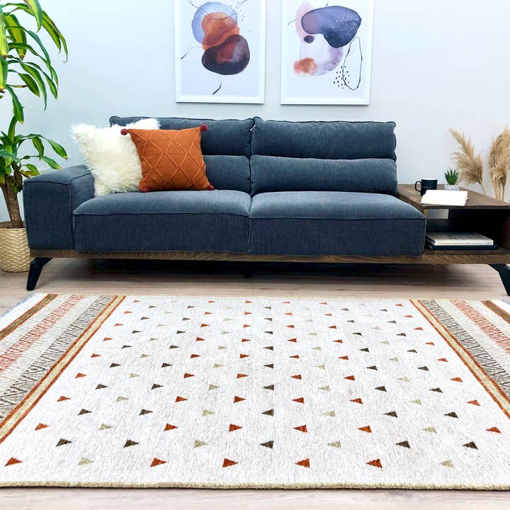 Alfa Rich Inc - Vente Tapis - Tapis triangulaires en terre cuite beige