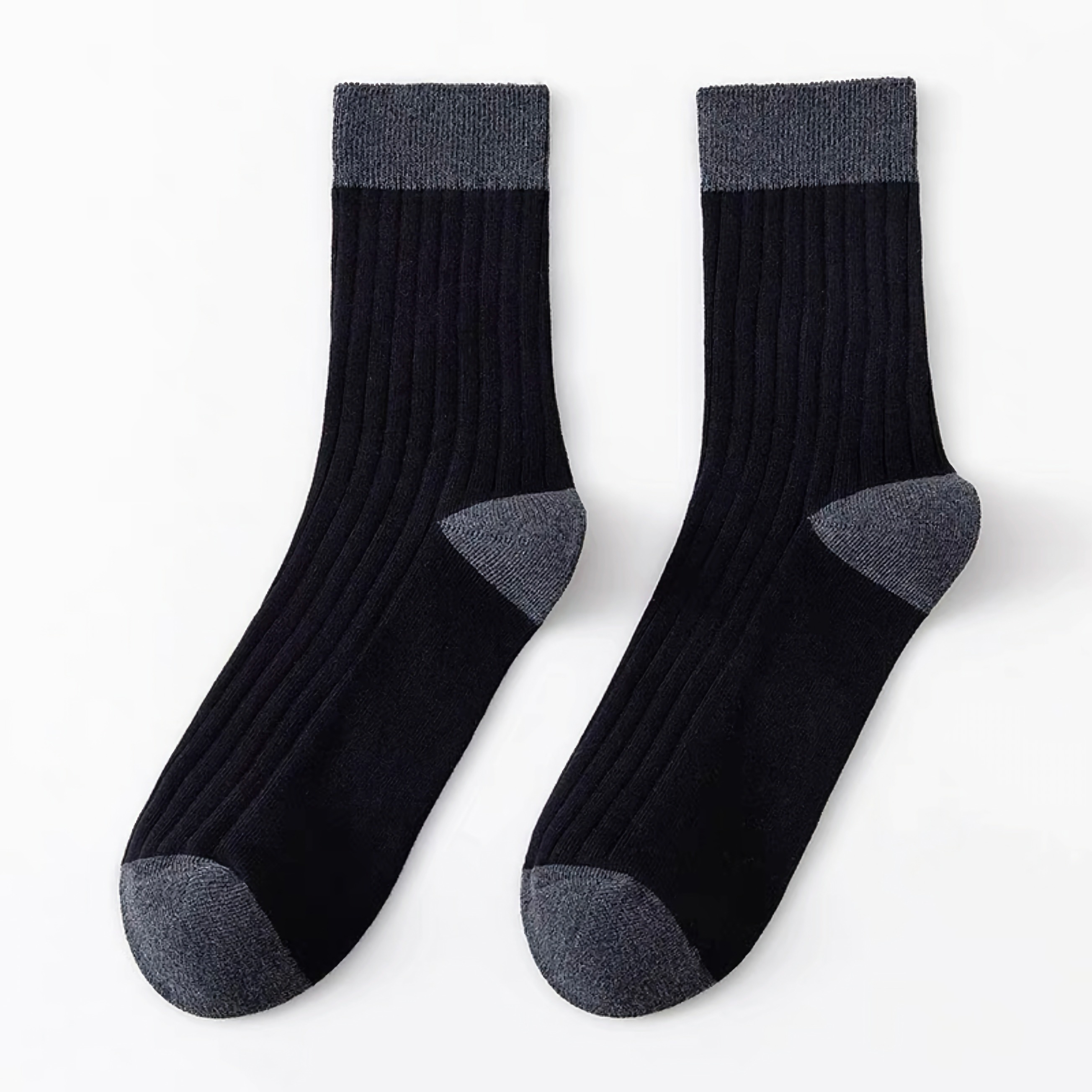 Happy Knits – wholesale Socks – Men's – Men's Color Block Rib Socks - Men's Pure Cotton Socks0