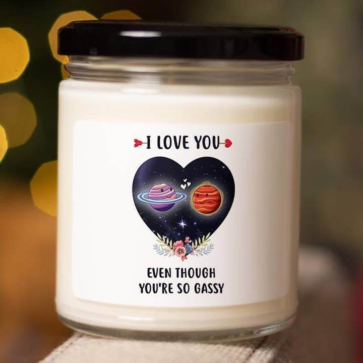 VenusArtsShop - Wholesale Birthday Card - Gassy Love Greeting Candle - I Love You Gassy Planets Love