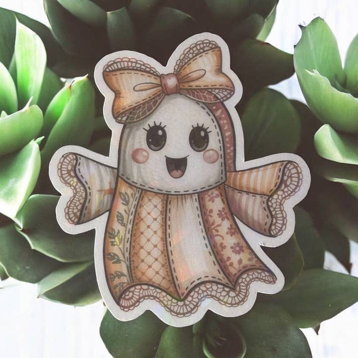 Pegatina de vinilo holográfica de fantasma patchwork, portátil, álbum de recortes, diario de chatarra, manualidades, botella de agua. para venta al por mayor de simply creative