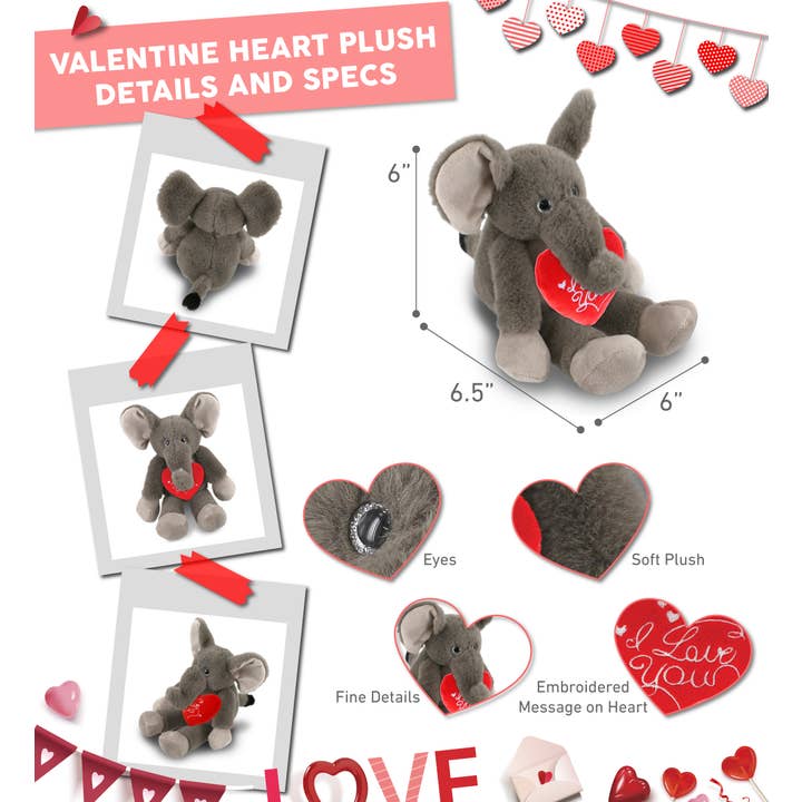 Cota Global - Venta al por mayor Peluche - Niños y bebés - Elefante de Peluche con Corazón Rojo Te Quiero 10.52