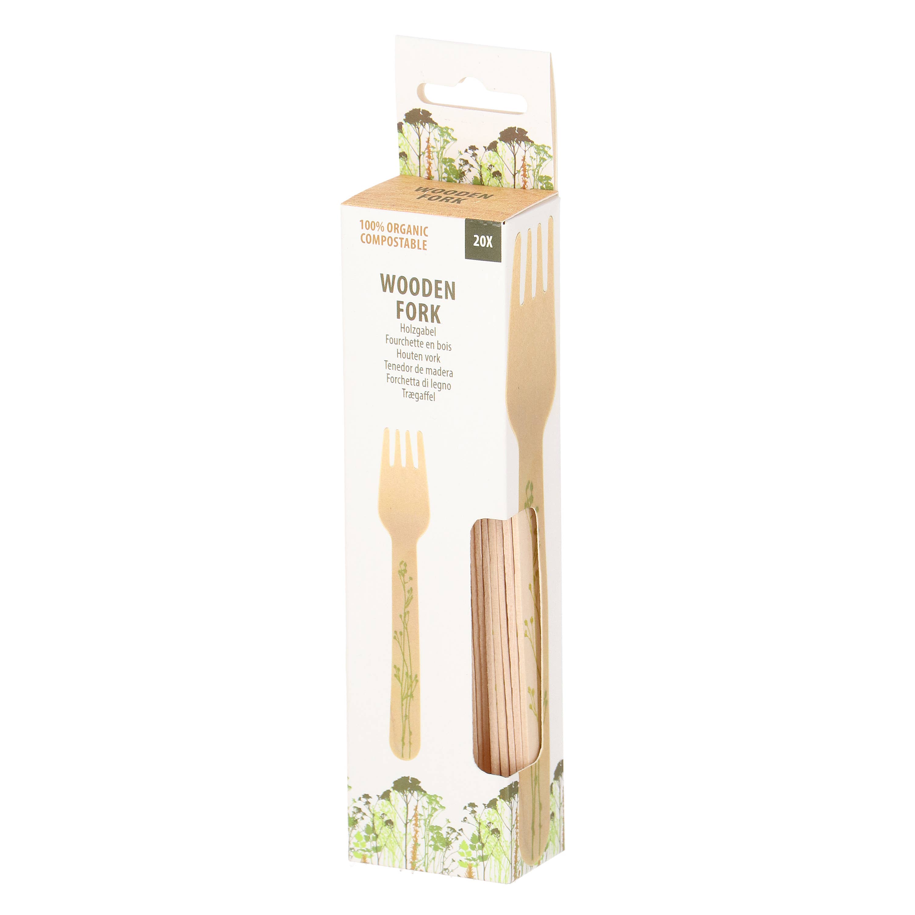 Esschert Design USA - Wholesale Disposable Servingware Set - Set of 20 Herb Pattern Wooden Disposable Fork2