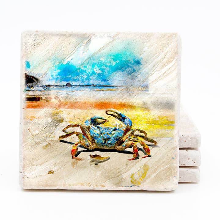 Sous-verre Aquarelle BlueCrab pour la vente par Sea Creations