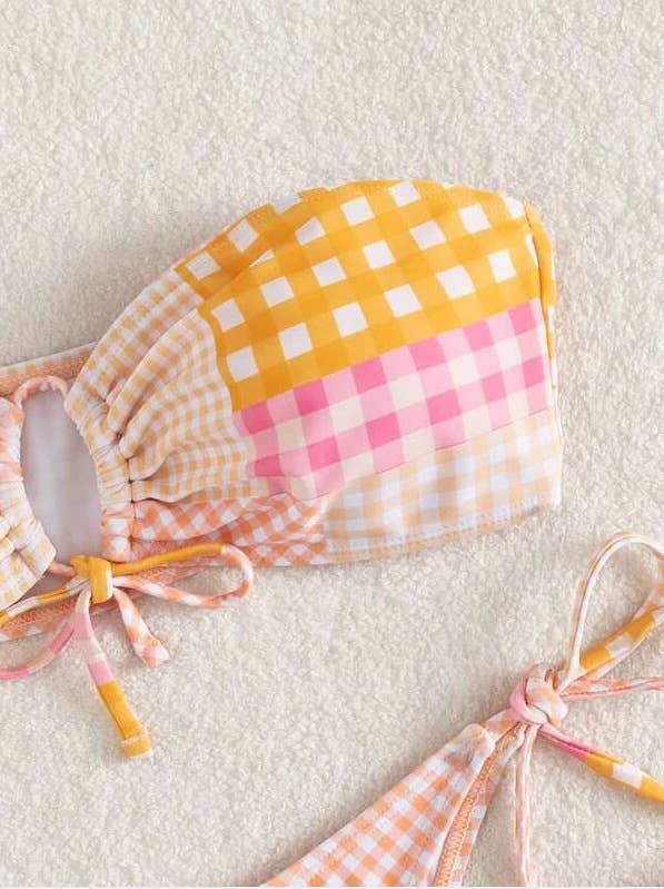 Sweetkama – wholesale Tvådelad baddräkt - Dam – 2 Piece Lattice Print String Slips Baddräkt Bikini Set9