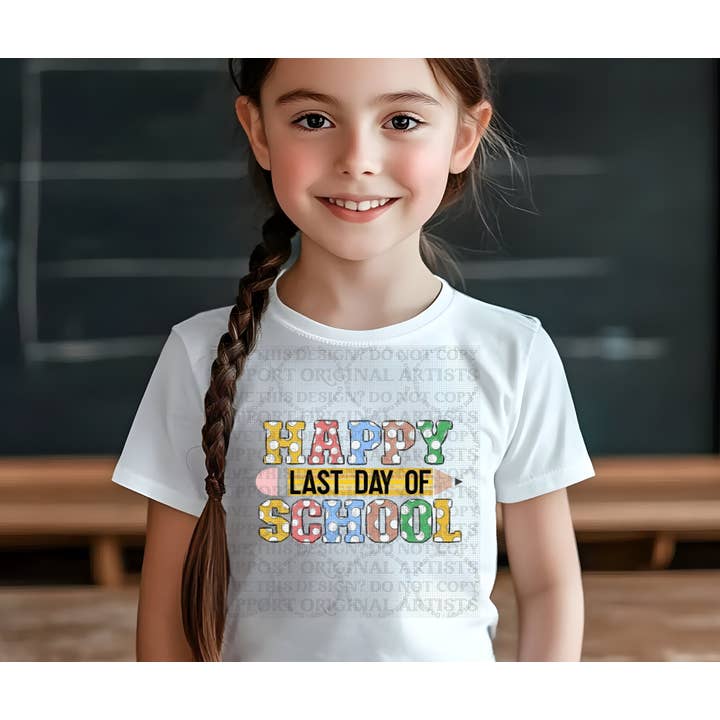 5668 - Happy last day of school polka dot *DTF for wholesale by It's Transfer Time