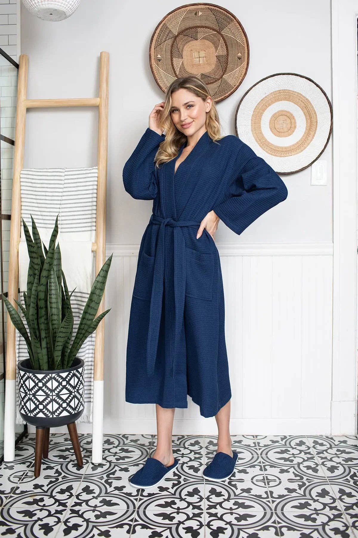 Lotus Linen - Wholesale Robe - Women's - Lightweight Cotton Waffle Robe for Women- SPA Bathrobe5
