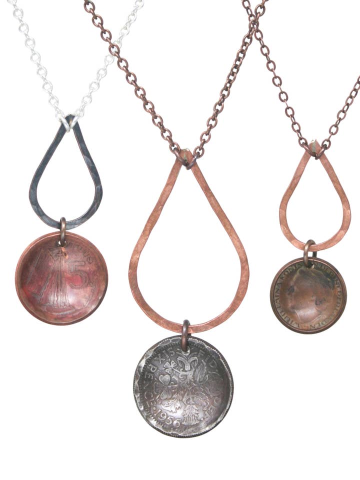 World Coin Necklace | Handmade | Adjustable Chain for wholesale by Rising Jewelry