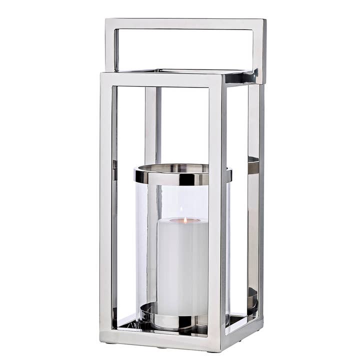 Laterne Windlicht Manhattan Mit Griff, Edelstahl ,Höhe 58 Cm für den Großhandel von EDZARD