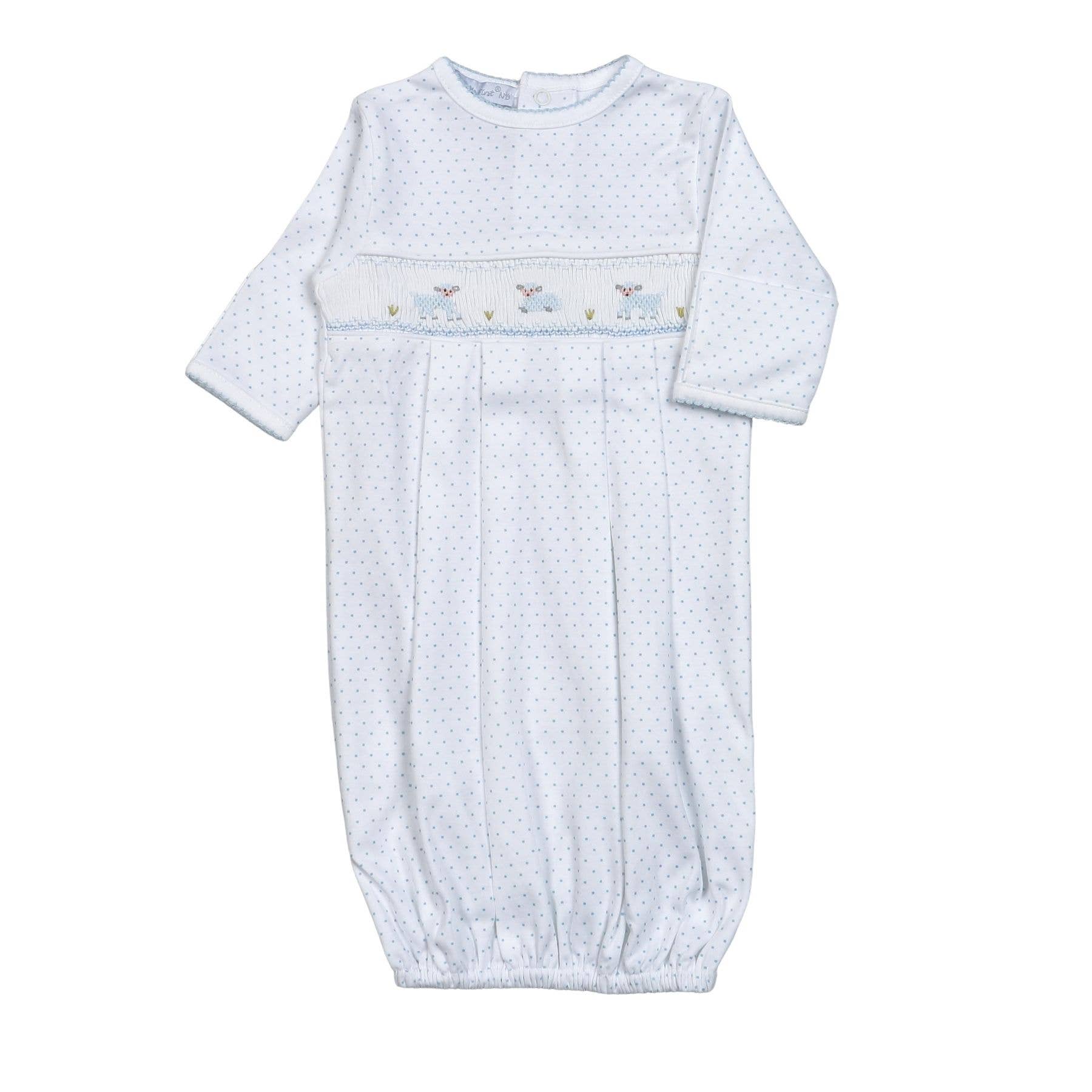 Hug Me First – Engroshandel Kjole - Baby – HVB-519 BLÅ BABY FÅR HÅND SMOCKED KJOLE0