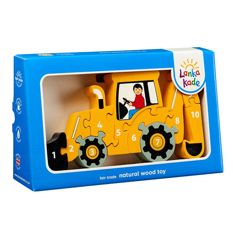 Lanka Kade (UK) Ltd – wholesale Puzzle – Child – Digger 1-10 puzzle - Handmade fair trade wooden kids toy1