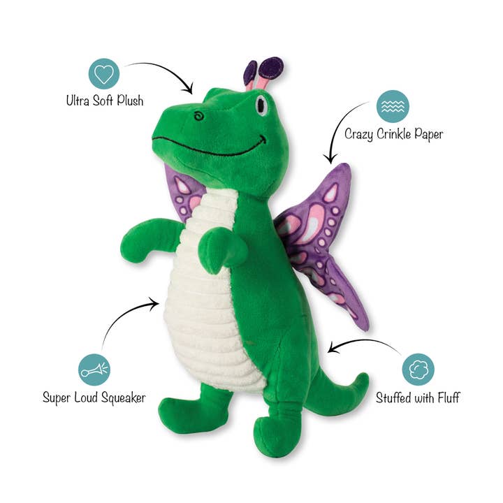 Petshop by Fringe Studio - Wholesale Pet Plush Toy - Dog - FLUTTER REX PLUSH DOG TOY