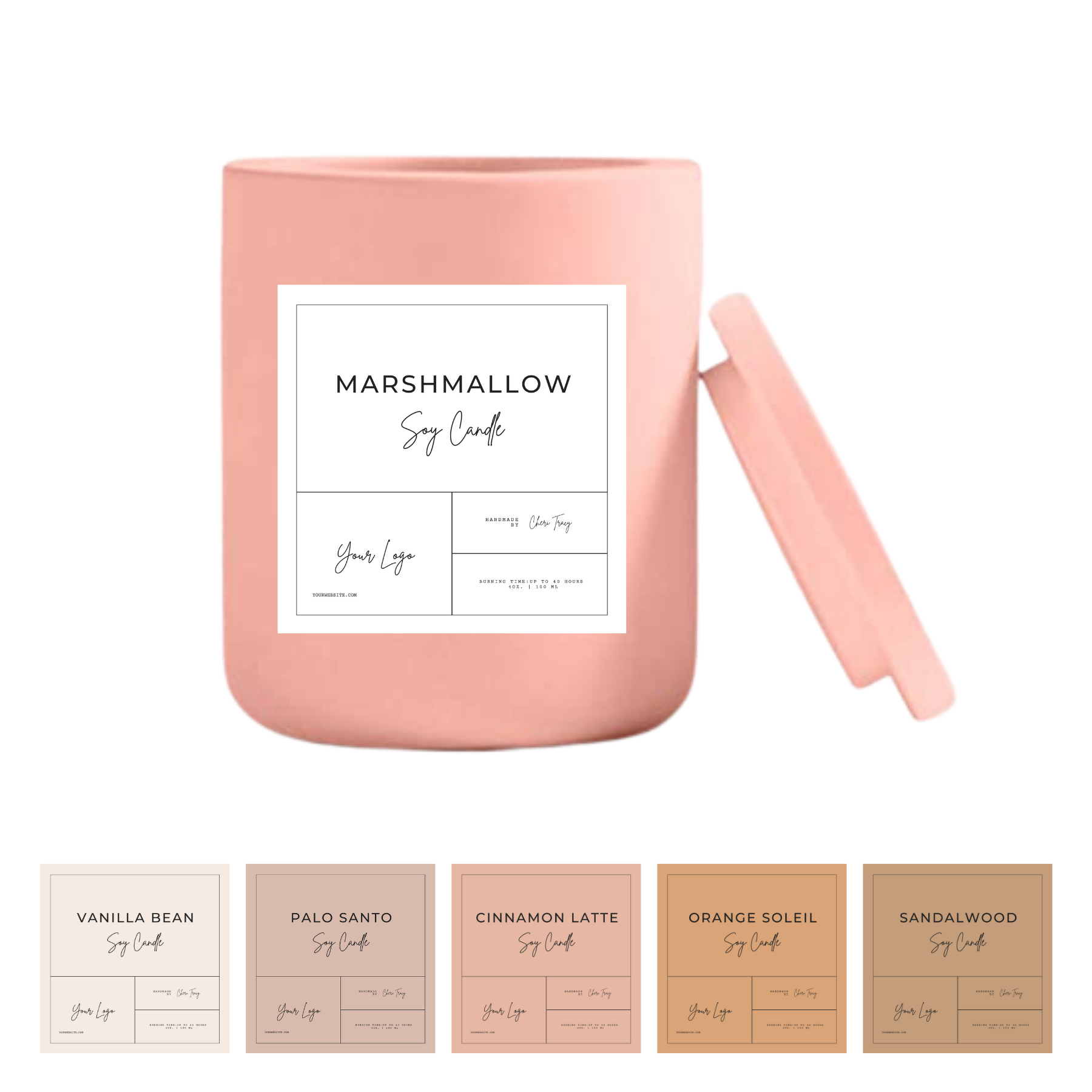 Orglamix - Vente Bougie en bocal - Conception de bougie personnalisée, marque féminine, conception d'étiquettes de bougies1