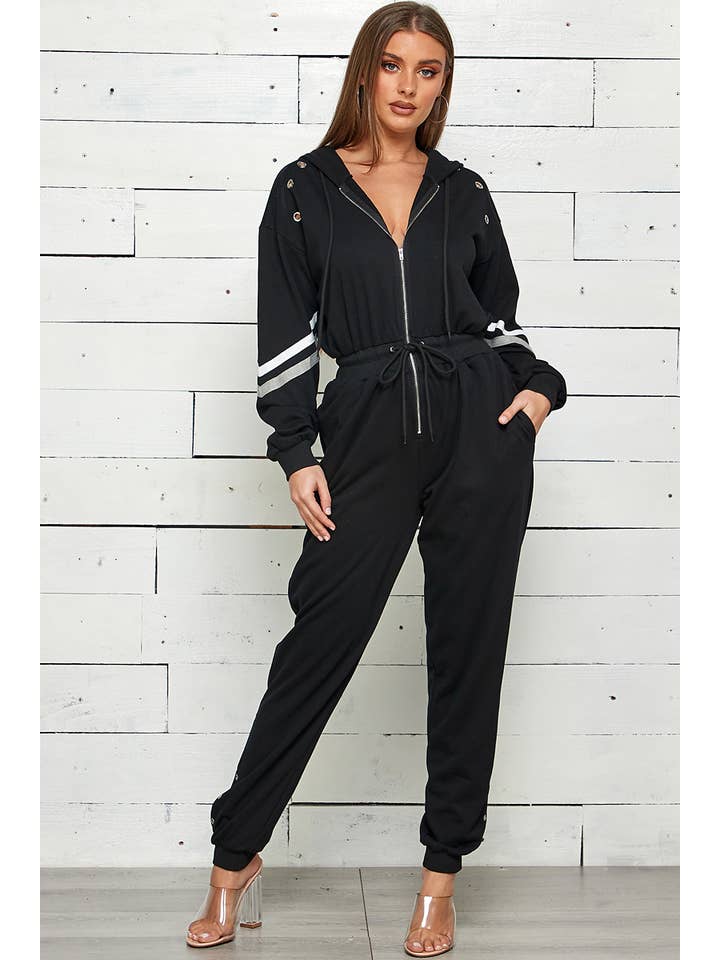 Shop Michella - Wholesale Jumpsuit - Dames - FRENCH TERRY GESTREEPTE JOGGER JUMPSUIT MET RITS6