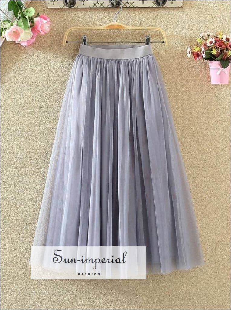Sun Imperial - Wholesale Skirt - Women's - Long Tulle Mesh Skirt High Waist - Pleated Tutu Design7