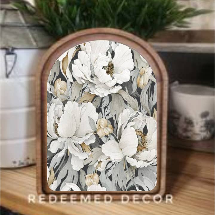 Redeemed Decor - Wholesale Wood Wall Art - Arch Top Fresh Floral Framed Art