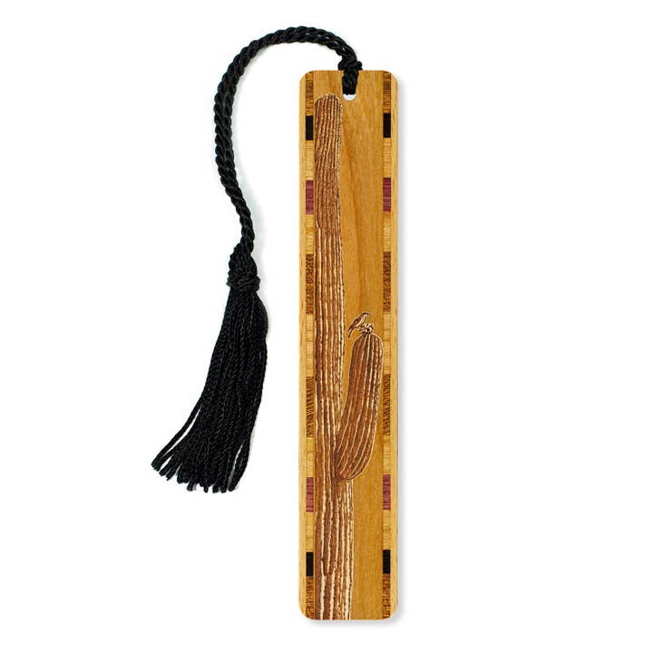Cactus with Bird Engraved Wooden Bookmark for wholesale by Mitercraft