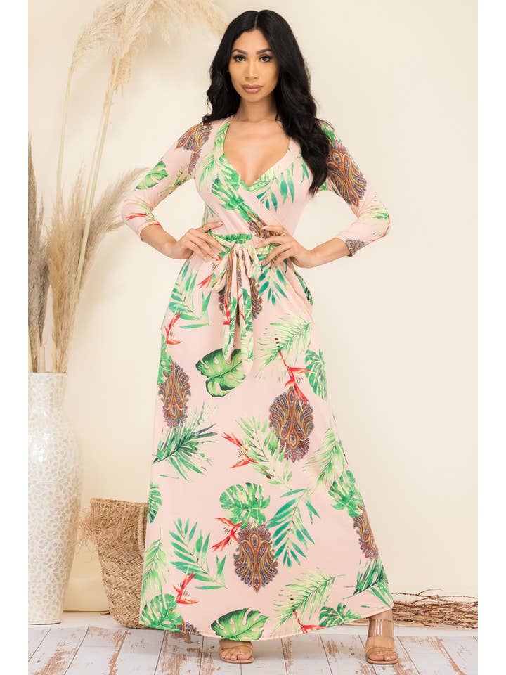 H&H Fashion Inc. - Vente Robe – femme - SAN149X-PLM - Robe longue à manches longues à imprimé léopard5