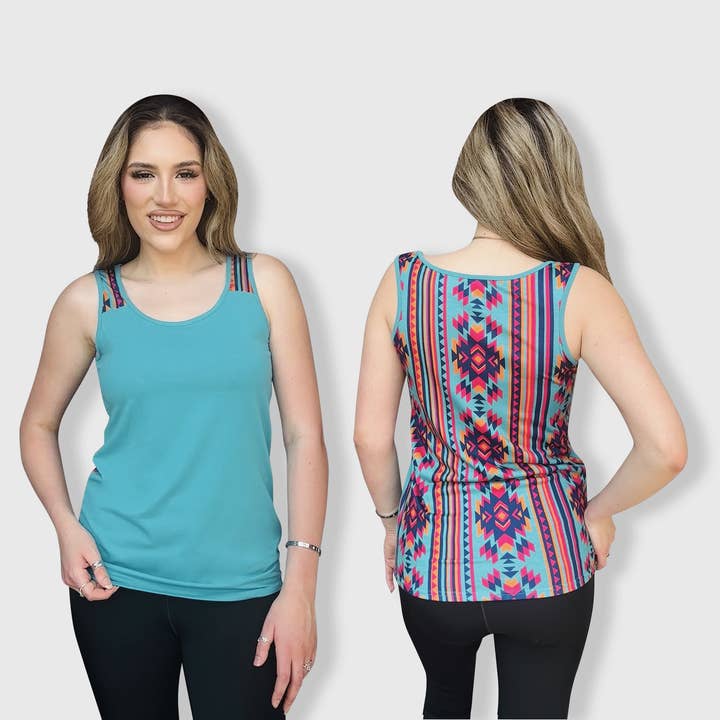 Aztec Teal Polyester Tank Top (AZTT-101) for wholesale by ILTEX Apparel