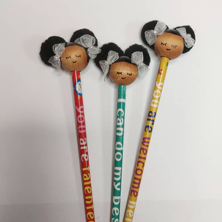 Kimani Kids - Wholesale Pencil - Afro Puff Pencil (assorted motivational quotes)1
