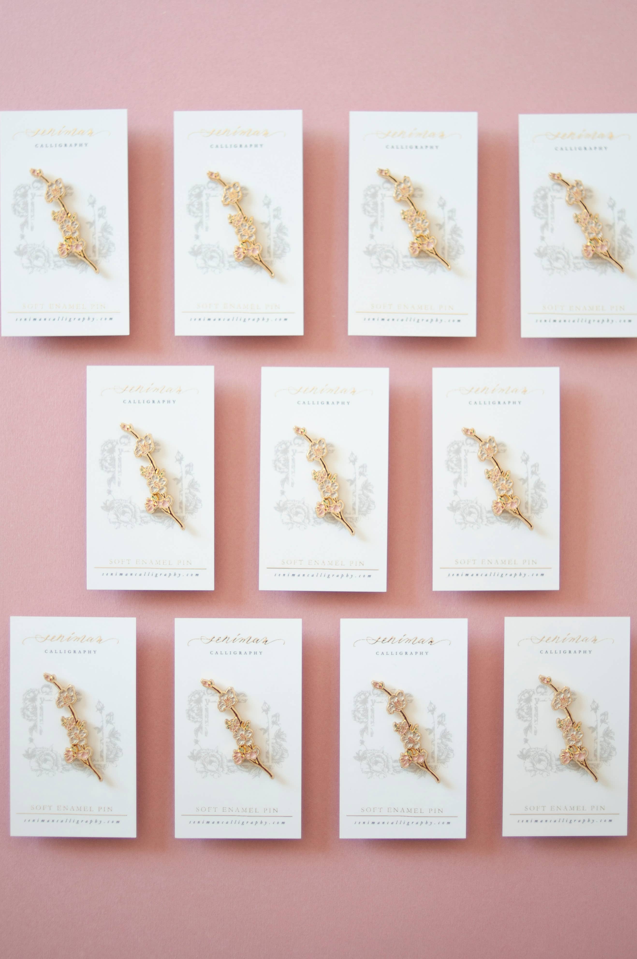 Seniman Calligraphy - Wholesale Lapel Pin/Button - Cherry Blossom Enamel Pin1
