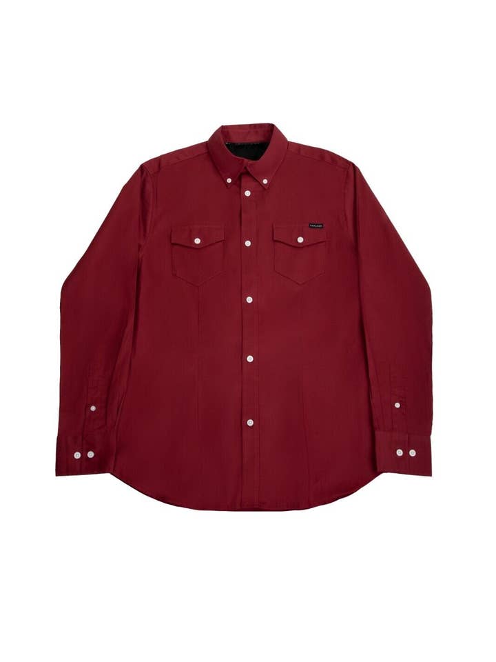 Mens Long Sleeve Shirts Classic Fit Cotton Top- Ruby Wine for wholesale by Bakaruda