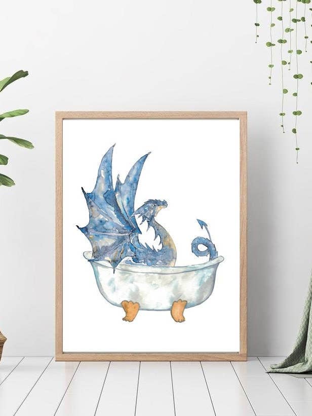Dragon Taking Bath Painting Watercolour for wholesale by Goodfairyart
