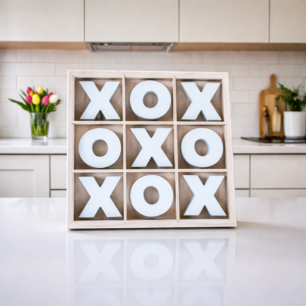 Gia Roma - Wholesale Decorative Tabletop Object - Wooden Tabletop Game + Decor, Tic Tac Toe Wood Game, Rustic8