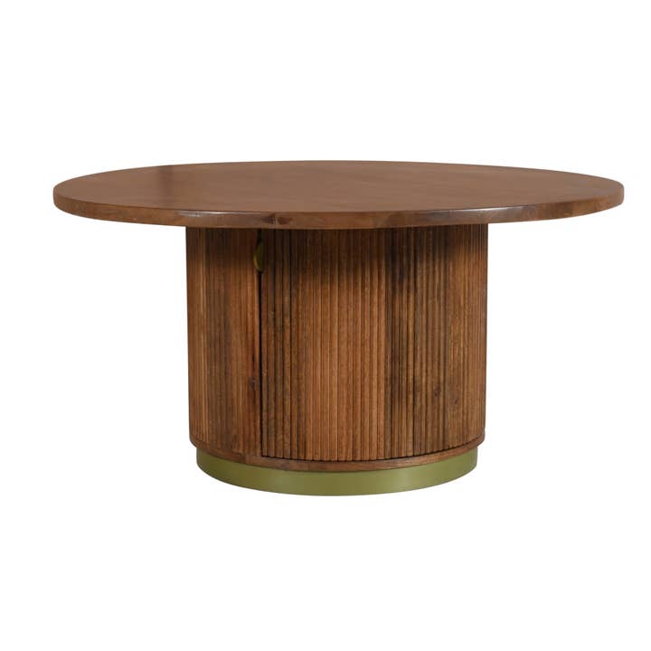 LR Home - Wholesale Coffee Table - Fluted Modern Brown/Brass Hand Tufted Round Coffee Table2