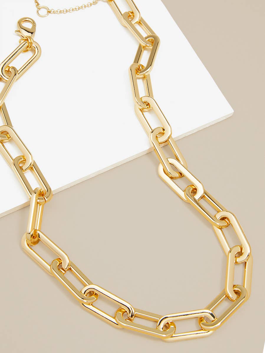 ZENZII Jewelry – Colar de elos e correntes por atacado – Colar de colar de elos oblongos banhado a ouro 18k5