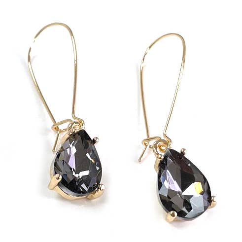 StarryNYC - Wholesale Dangle Earrings - Midi Size Teardrop 5A Grade Glass Drop Kidney Wire Earrings30