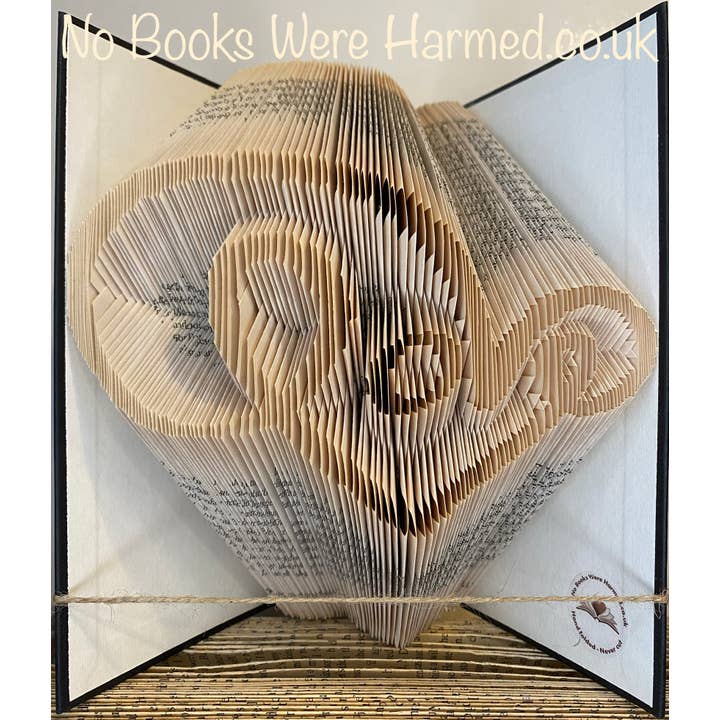 No Books Were Harmed.co.uk - Wholesale Sculpture - Swirly typography "Love" heart Hand Folded Book Art Gift