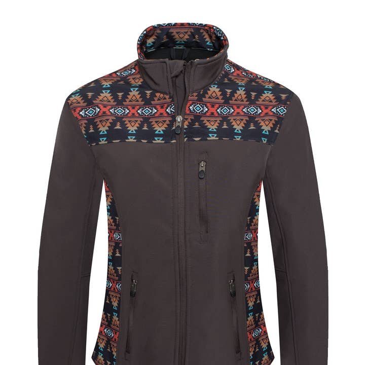 Rodeo Clothing - Wholesale Jacket - Women's - Women's Softshell Aztec Print Fleece-Lined Jackets