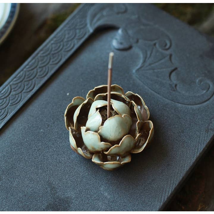 Gohobi (We cover U.S. import duties) - Vendita all'ingrosso Portaincensi - Gohobi Portaincenso Ornamentale Fatto a Mano con Fiore di Loto Verde1