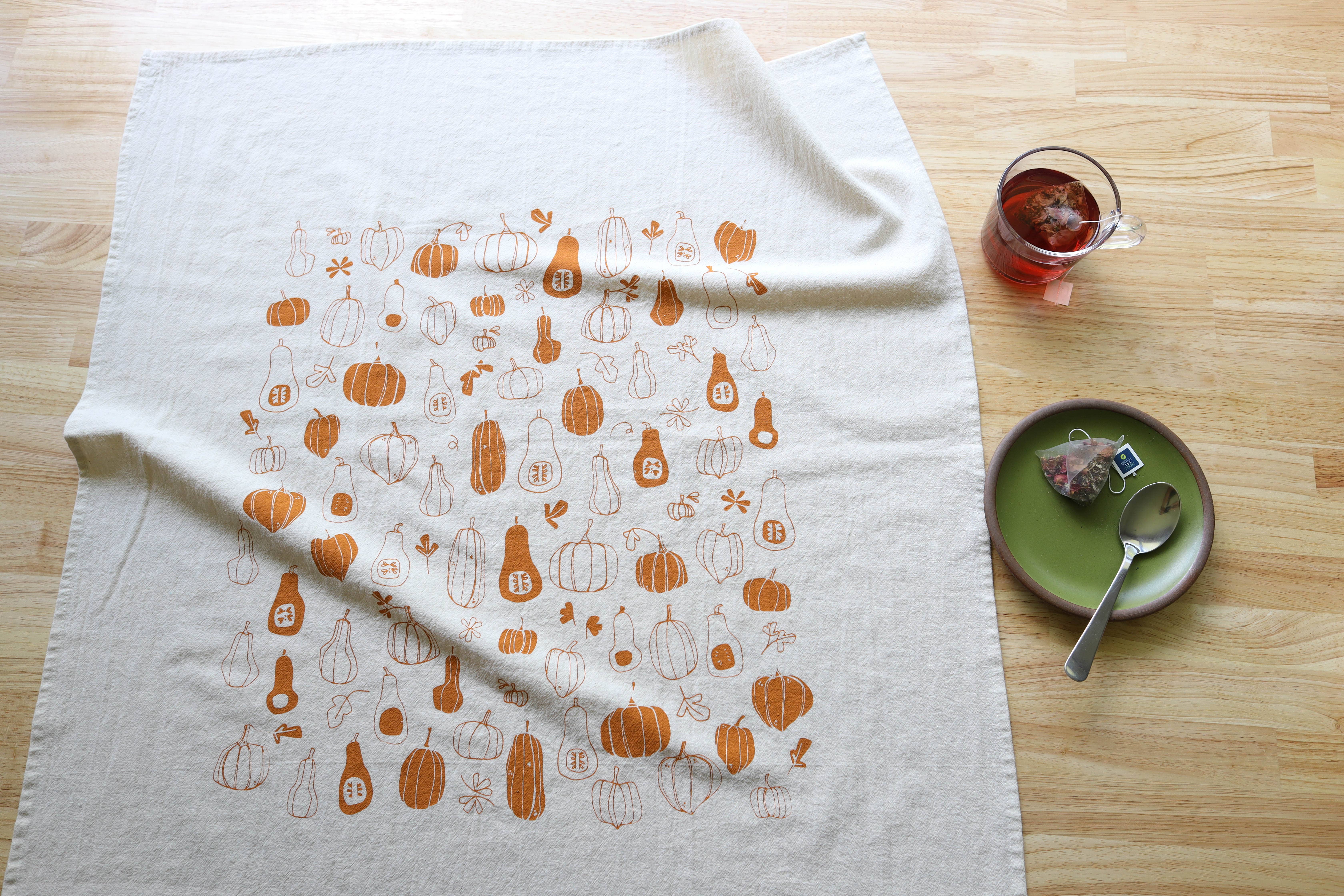 The High Fiber - Vendita all'ingrosso Strofinacci - Canovaccio stampato a mano con zucca e zucca invernale per l'autunno6