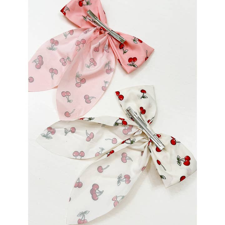 Mix Colors of Cherry Bow Hair Clips for wholesale on Faire