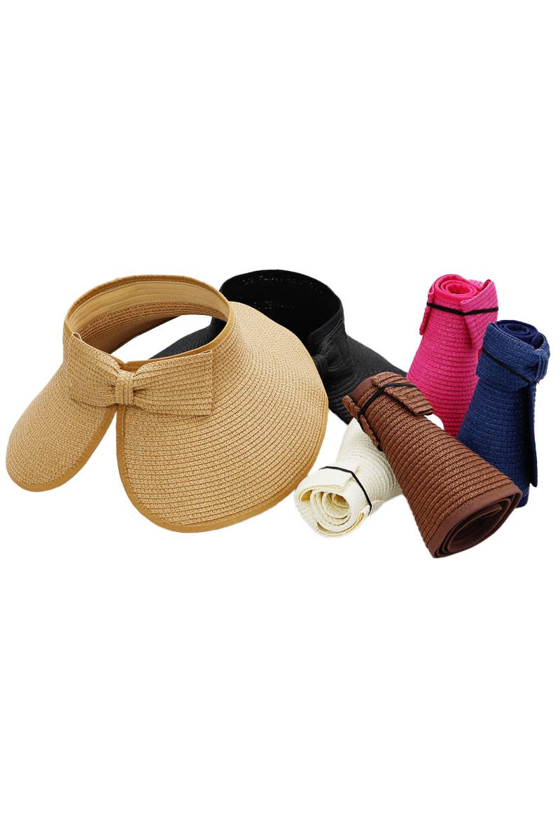 Assorted Pack And Go Paper Straw Wide Roll-up Sun Hat for wholesale on Faire0