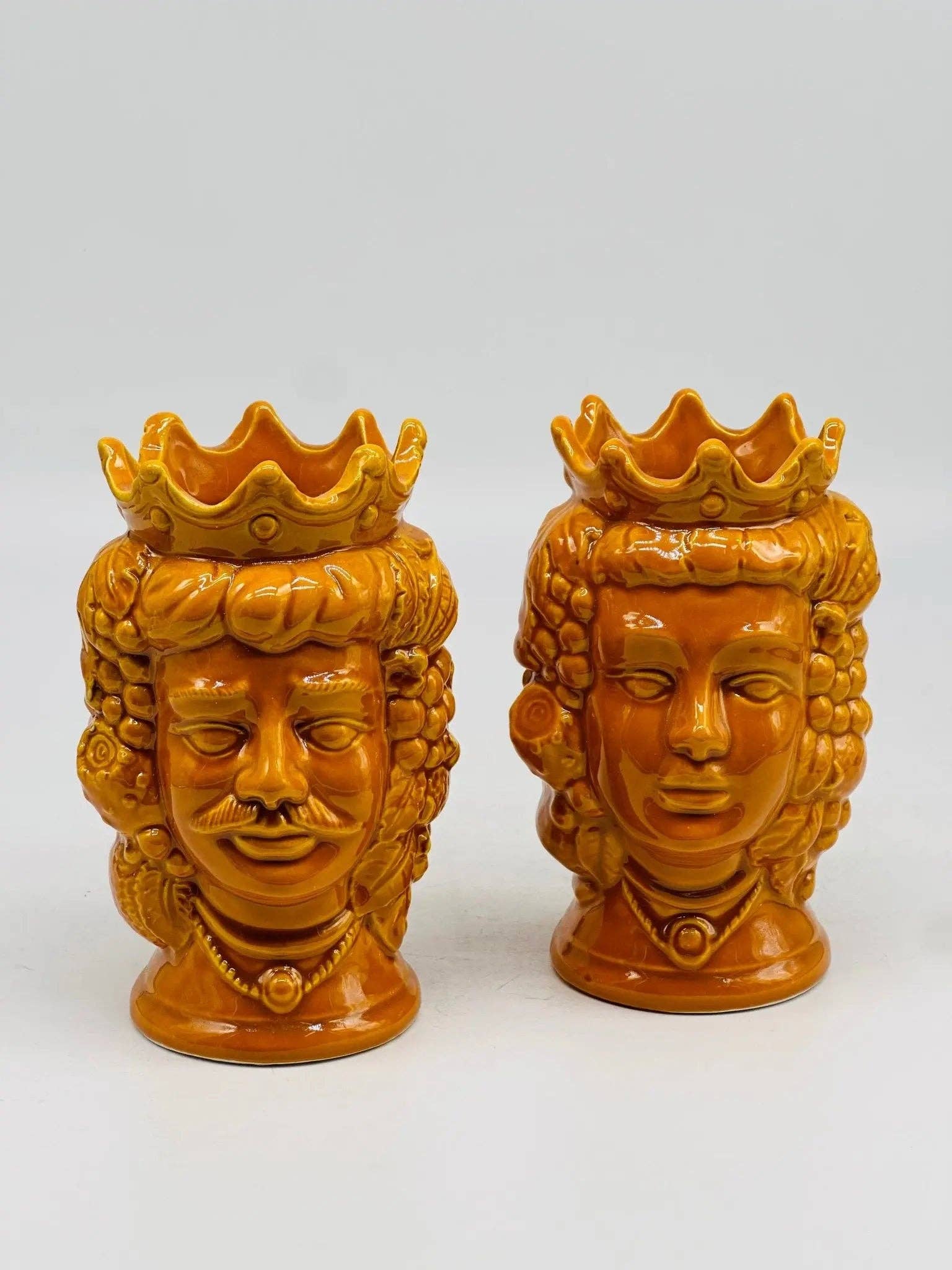 DD Ceramiche Siciliane - Wholesale Decorative Figurine - Pair of Moro Heads Kalat Frutta Ceramica Caltagirone cm H.14 L.9 Handcrafted VARIOUS COLORS8